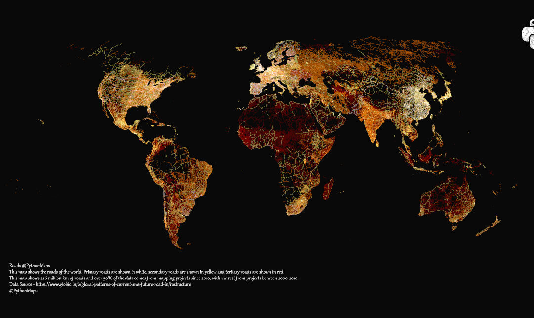 Нанесены на карту: Все дороги мира в разбивке по континентам.